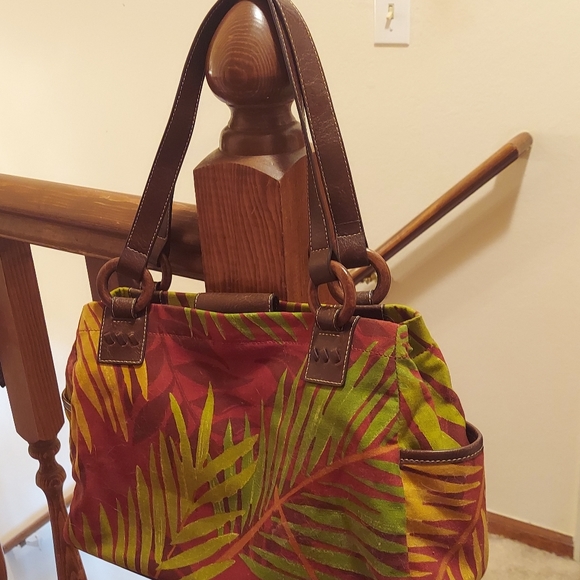 Shoulder bag by Relic. Tropical, palm pattern cloth purse - Picture 3 of 4